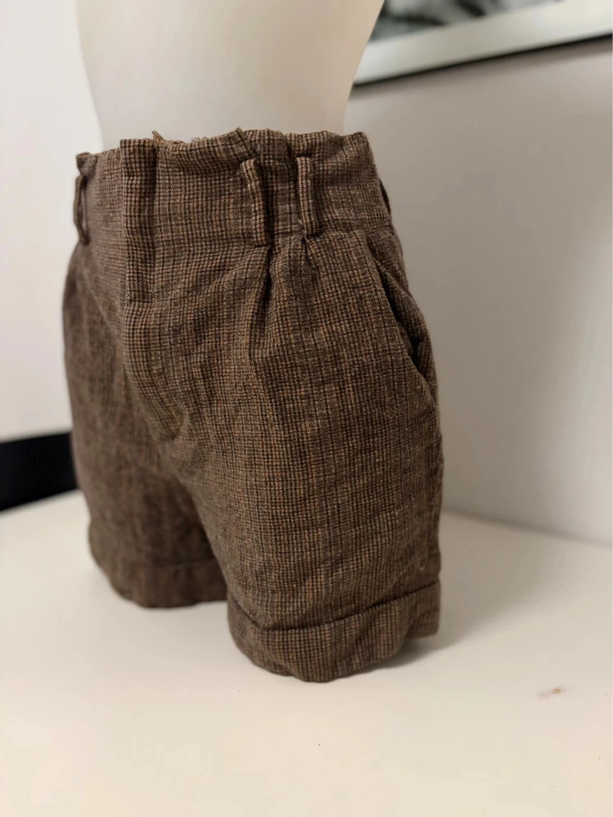 🌸 Short Zara Woman 100 % laine à carreaux bruin – Maat M – Chique hoge taille – photo 4